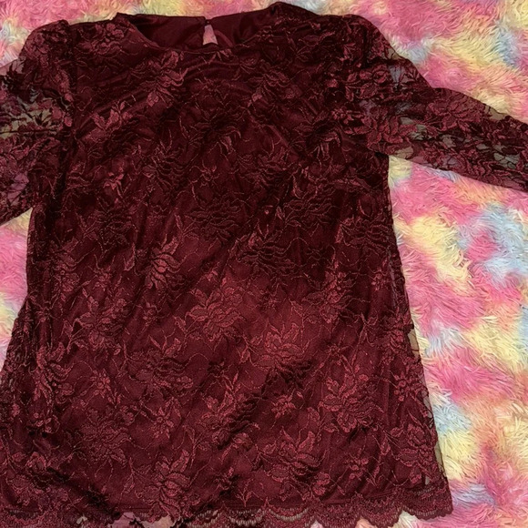 David Rose Dresses & Skirts - David Rose Vintage Burgundy 2 Piece Lace Suit with Skirt and Top Sz 16w